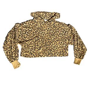 Zenana Outfitters Cropped Cheetah Print Hoodie Women's Size Small